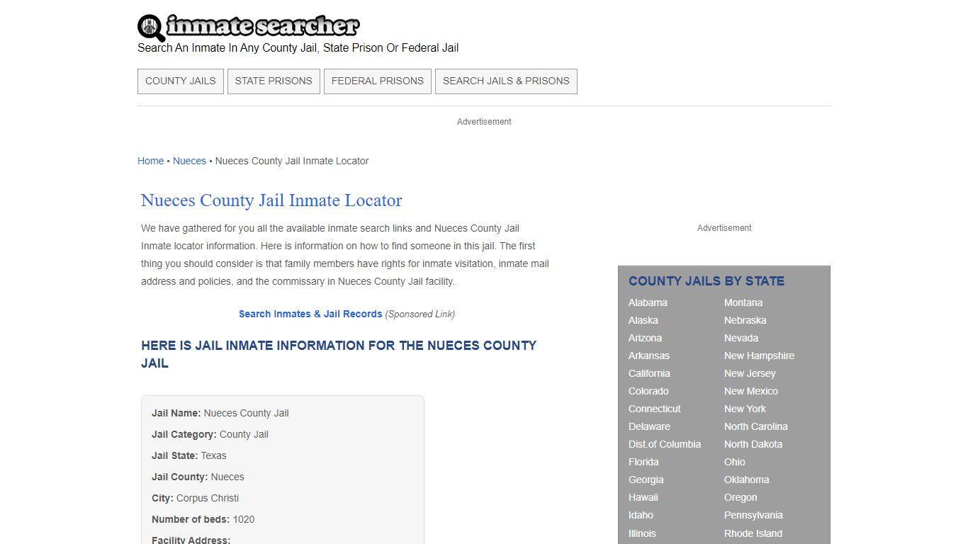 Nueces County Jail Inmate Locator - Inmate Searcher