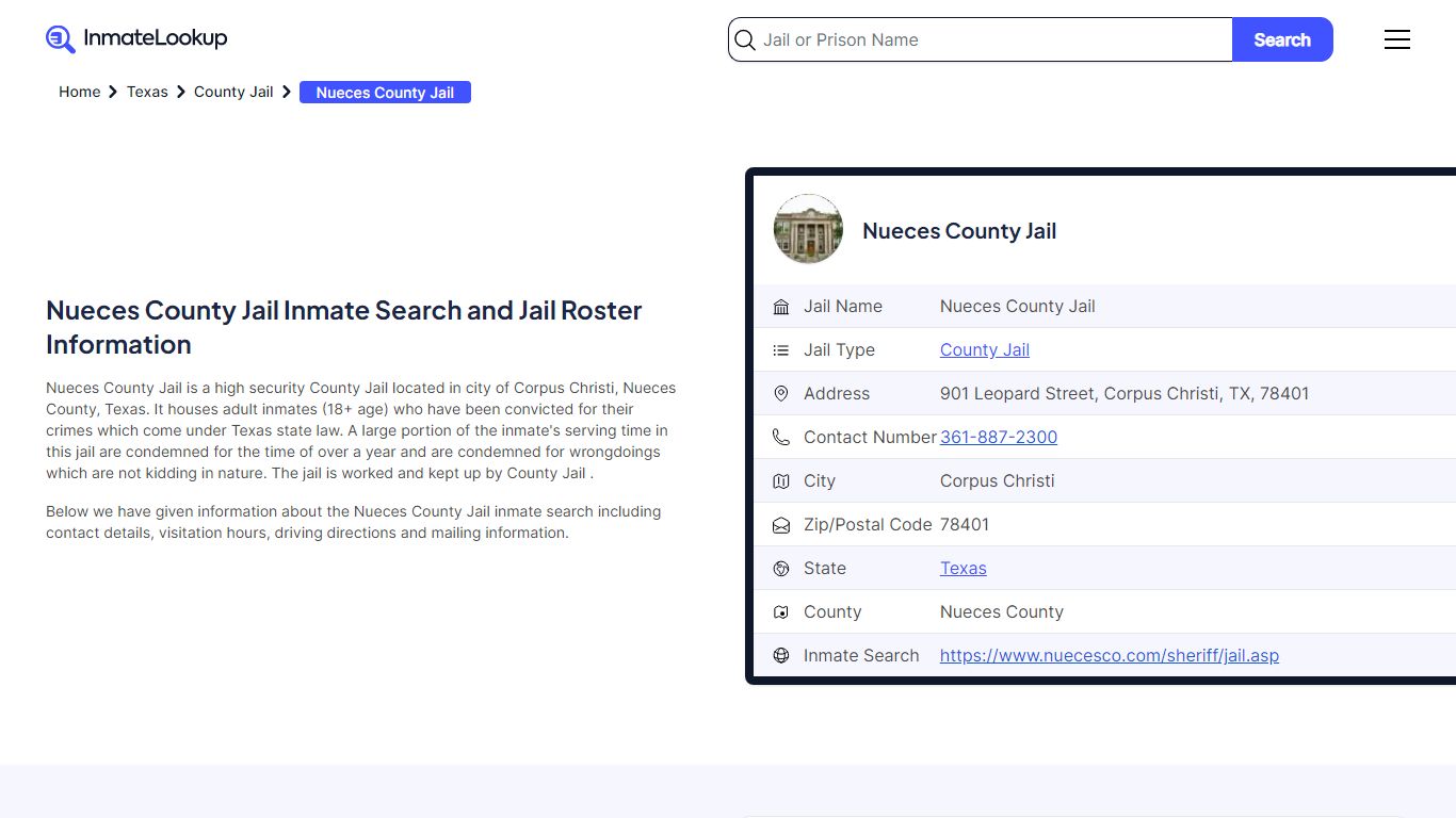 Nueces County Jail (TX) Inmate Search Texas - Inmate Lookup
