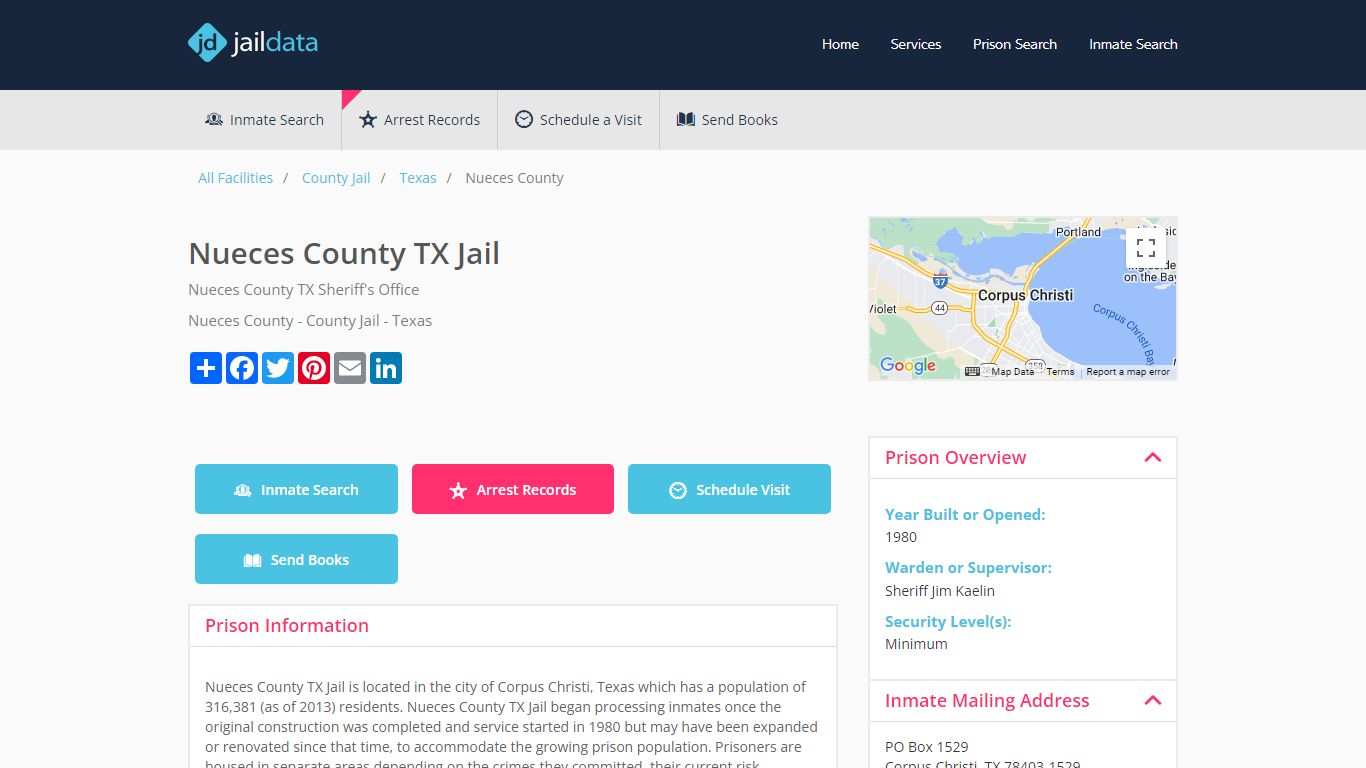 Nueces County TX Jail Inmate Search and Prisoner Info - Corpus Christi, TX